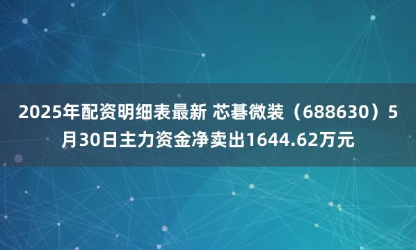 2025年配资明细表最新 芯碁微装（688630）5月30日主力资金净卖出1644.62万元